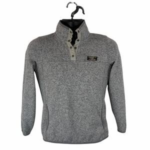 LL Bean Women’s Sweater Fleece Size XS Grey Heather Snap Closure